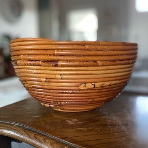 Vintage Mid Century Modern Bamboo Pencil Reed Bowl in style of Gabriella Crespi